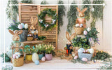 Bunny White Garden - Printed Baby Backdrop - FABRIC (PRE ORDER)