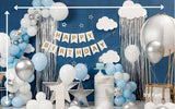 Blue Balloons and Clouds -  Printed Baby Backdrop - FABRIC (PRE ORDER)