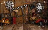 Vintage Garage - Printed Baby Backdrop - Fabric (Pre Order)