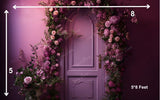 Purple Door And Roses - Printed Baby Backdrop - FABRIC (PRE ORDER)