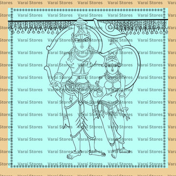 Ram Sita Sketch - Fabric With Pole Pocket
