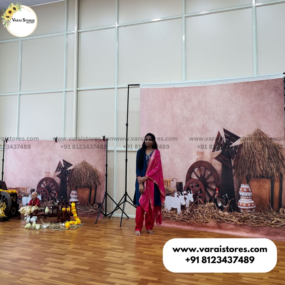 Pongal (Type: 2) - Fabric (8x8) Feet - Printed Backdrop