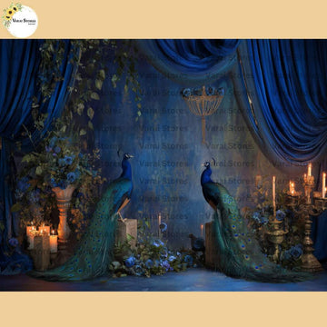 Peacock Candle Lights - Baby Printed Backdrops - PREMIUM FABRIC