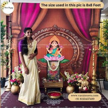 Arch Temple With Mahalashmi - Fabric With Pole Pocket