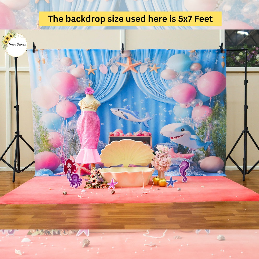 Mermaid  Treasure - Baby Printed Backdrops - PREMIUM FABRIC