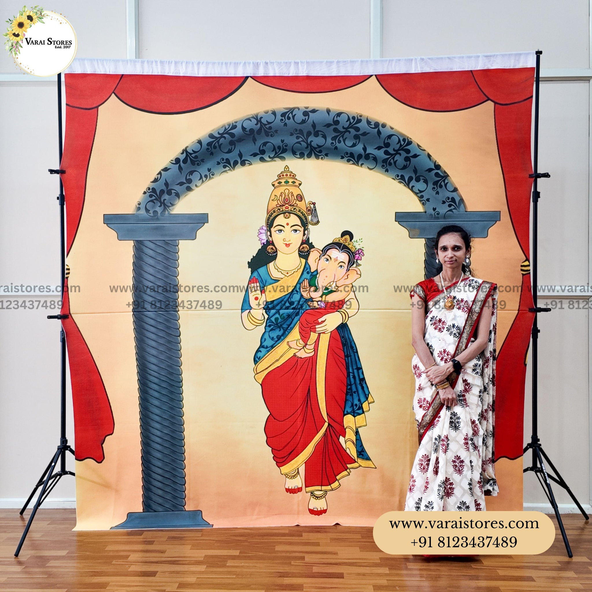 Gauri  Ganesha  - Fabric With Pole Pocket