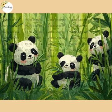 Panda Trio - Baby Printed Backdrops - PREMIUM FABRIC