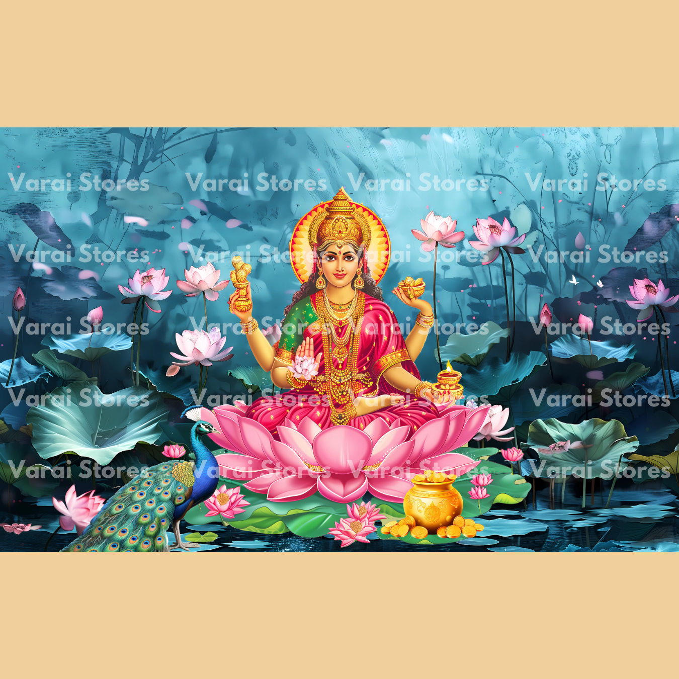 Mahalakshmi (Type 3) - Printed Fabric (Pre order) - (5x8) Feet