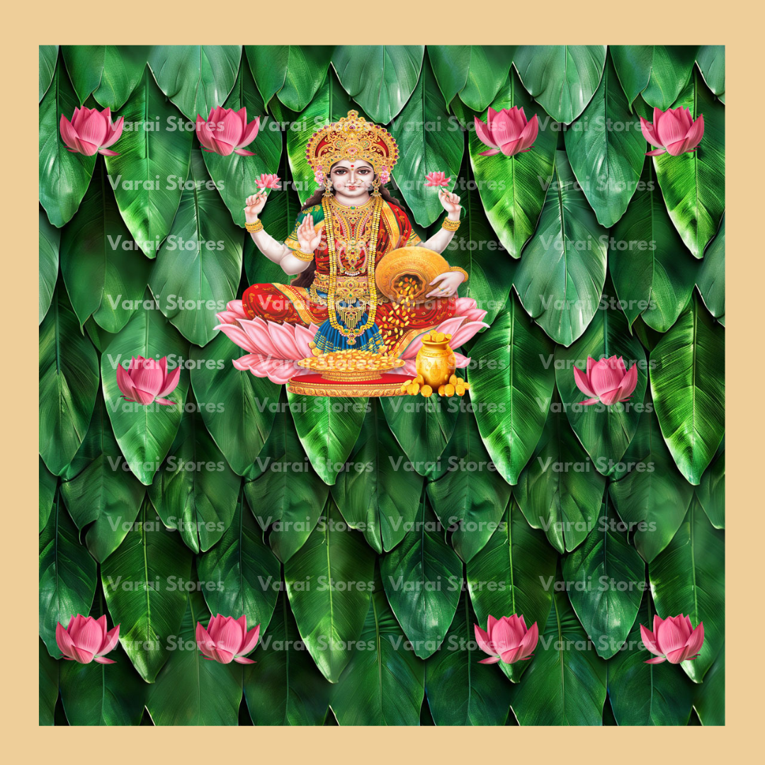 Banana Leaf Lakshmi - Fabric (8x8) Feet  With Pole Pocket