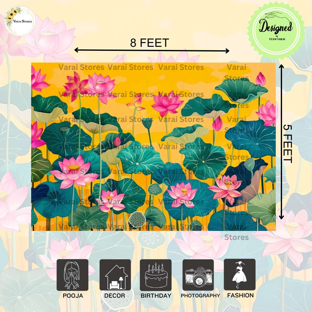 Pichwai Yellow Lotus - Fabric (5x8) Feet