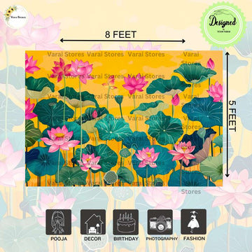Pichwai Yellow Lotus - Fabric (5x8) Feet