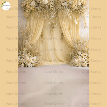Golden Ivory Garden  With Floor   - Printed Lifestyle  Backdrop - PREMIUM FABRIC