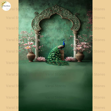 Floral Teal Texture Wall with Floor  - Printed Lifestyle  Backdrop - PREMIUM FABRIC