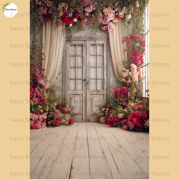 Vintage Blossom Garden With Floor   - Printed Lifestyle  Backdrop - PREMIUM FABRIC