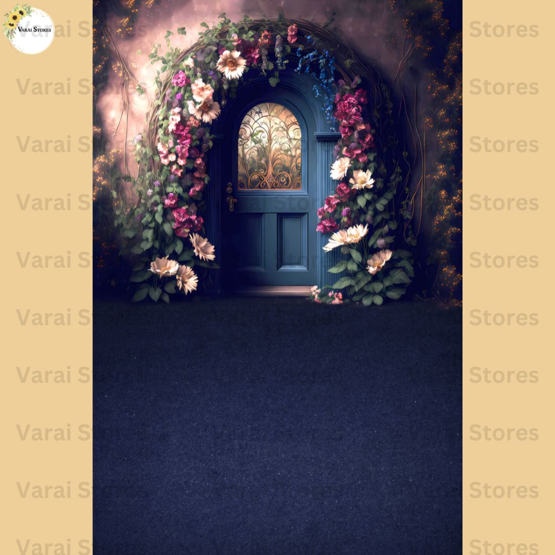 Blue Doorway - Printed Lifestyle Backdrop -  PREMIUM  FABRIC