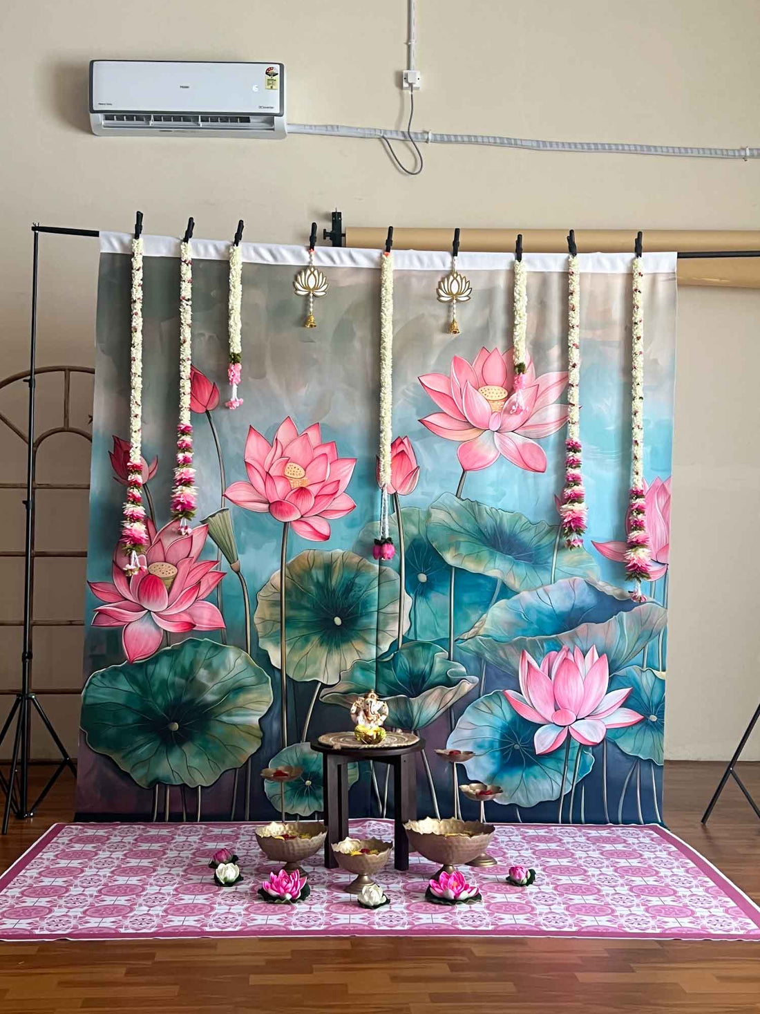 Lotus Complete Setup - Backdrop + Floordrop + Decor Flowers