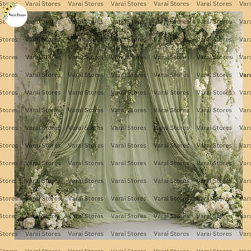 Sage Green  Floral Draped - Fabric With Pole Pocket