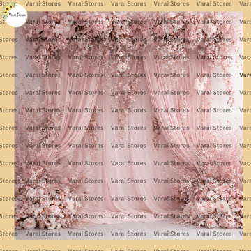 Blush Pink  Floral Draped - Fabric With Pole Pocket