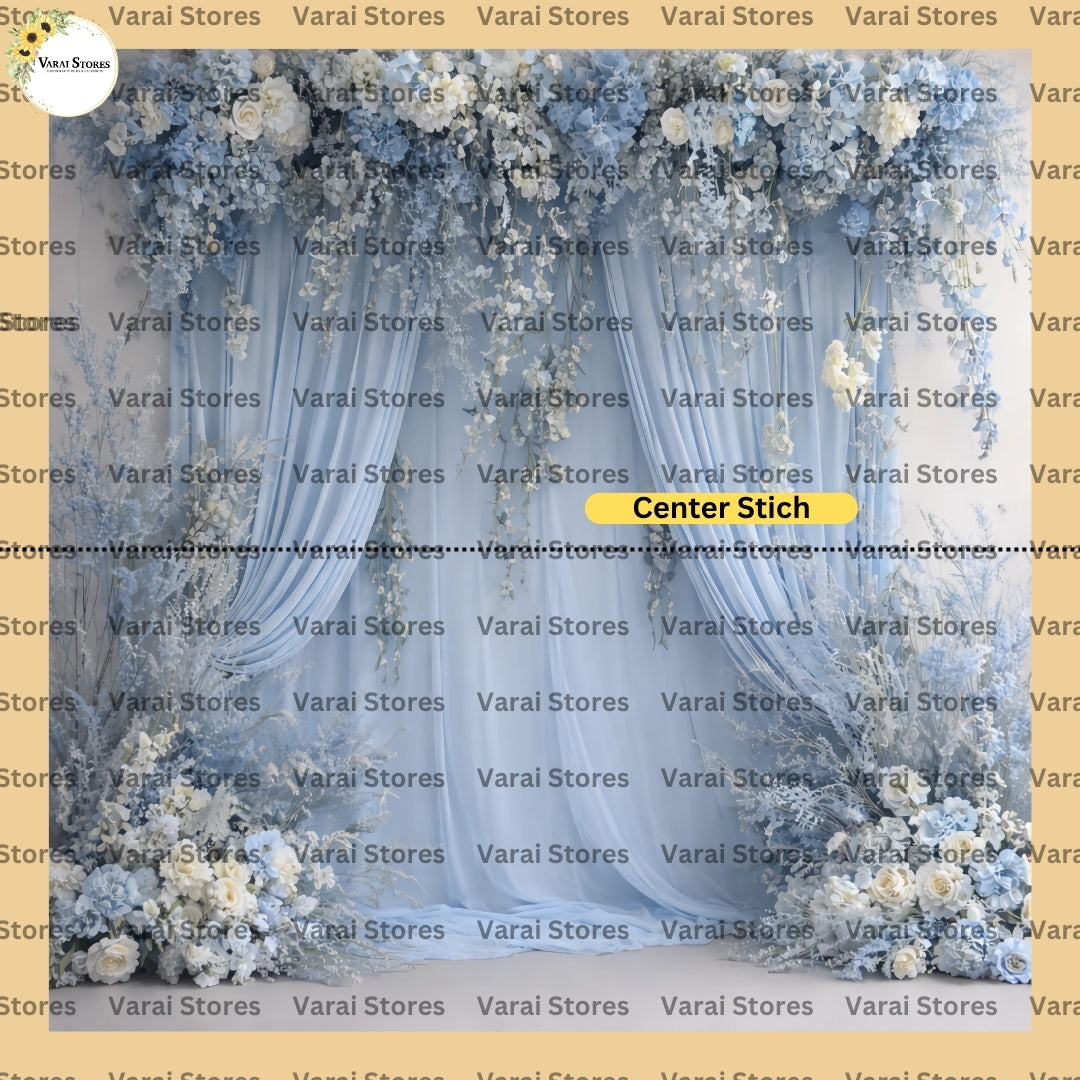 Serene  Blue Blossom - Fabric With Pole Pocket