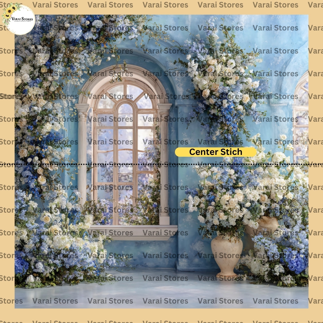 Heavenly Blue Florals - Fabric With Pole Pocket
