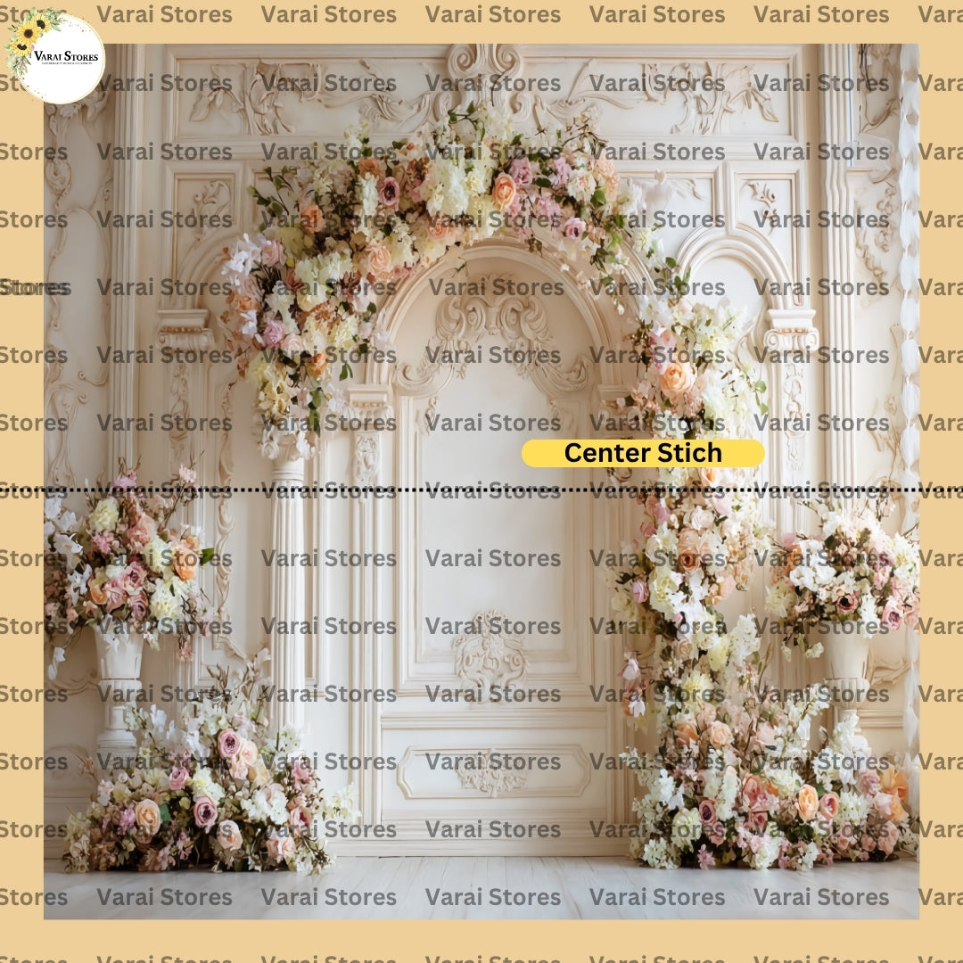 Ivory Bloom Arch  - Fabric With Pole Pocket