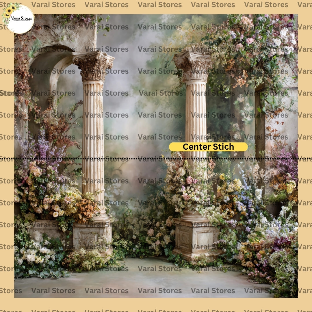 Vintage Floral Pillars - Fabric With Pole Pocket