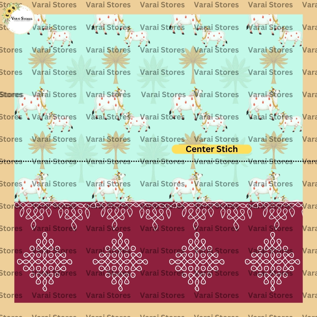Ethnic muggu - Fabric With Pole Pocket