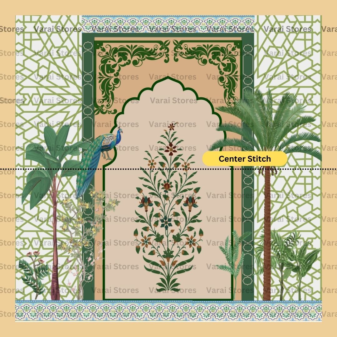 Green Peacock Arch - Fabric With Pole Pocket