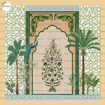 Green Peacock Arch - Fabric With Pole Pocket