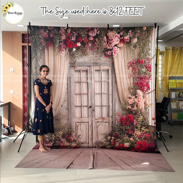 Vintage Blossom Garden With Floor   - Printed Lifestyle  Backdrop - PREMIUM FABRIC