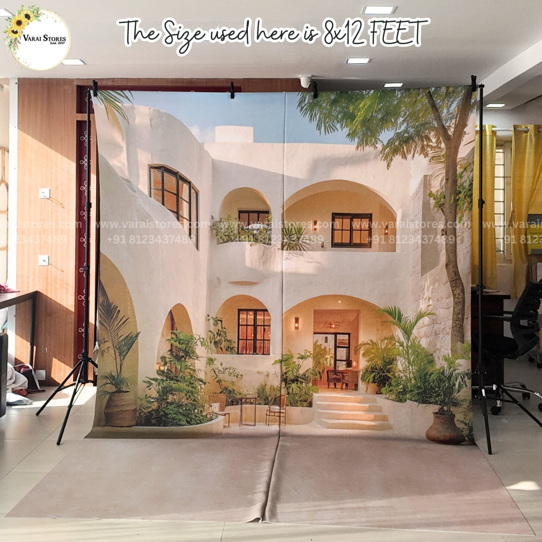 Dreamy Archway Villa With Floor   - Printed Lifestyle  Backdrop - PREMIUM FABRIC
