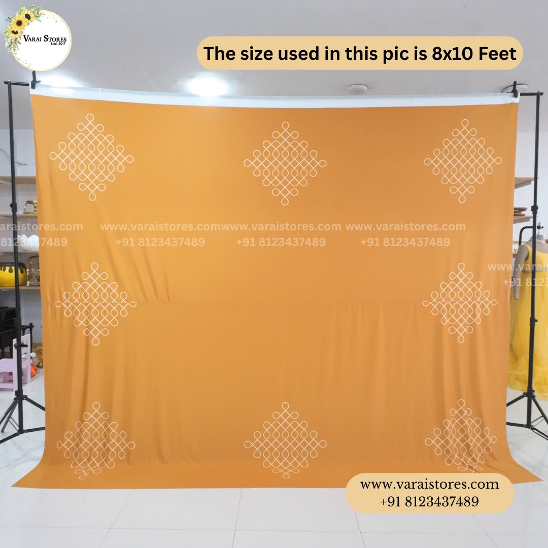 Golden Kolam Harmony - Fabric With Pole Pocket