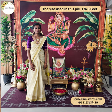 Banana Tree Temple With Mahalakshmi - Fabric With Pole Pocket