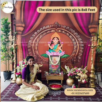 Arch Temple With Mahalashmi - Fabric With Pole Pocket