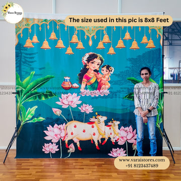 Annaprasana  girl with pot - Fabric With Pole Pocket