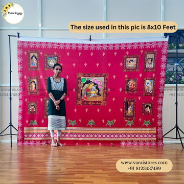 Glossy Yashoda Krishna frames  - Fabric With Pole Pocket