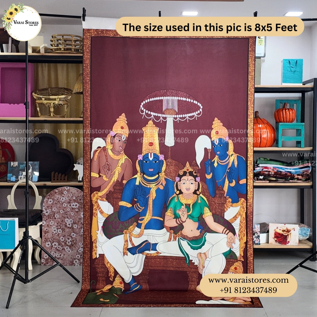 Sri Vaikunta Perumal Darshan -  Fabric (8x5) Feet With Pole Pocket
