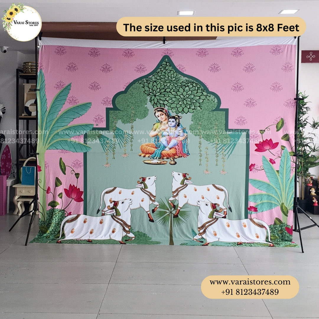Pichwai Decor Annaprasana - Fabric With Pole Pocket