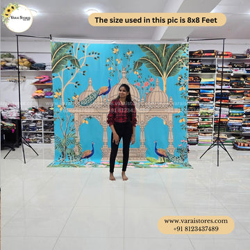 Peacock Garden (Blue) -  Fabric With Pole Pocket