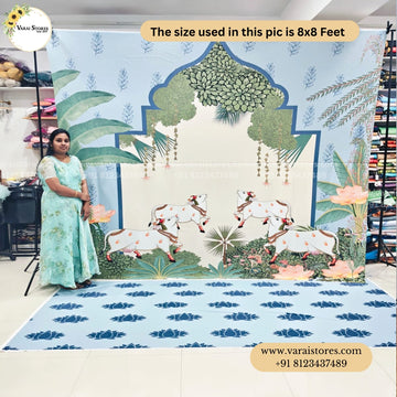 Pichwai with Orange Lotus - Fabric With Pole Pocket