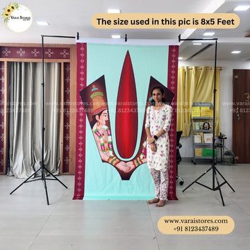 Divya Thirumanam Kolam -  Fabric (8x5) Feet With Pole Pocket