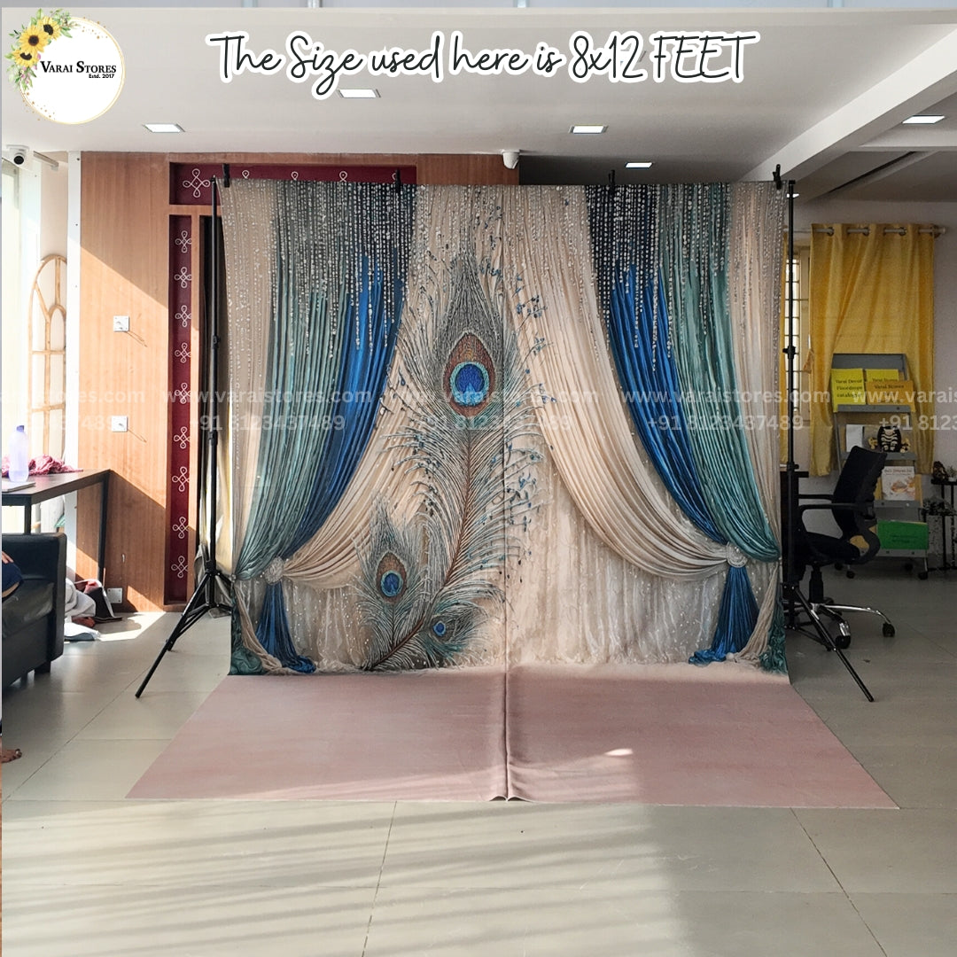 Sri Krishna With Floor  - Printed Lifestyle  Backdrop - PREMIUM FABRIC