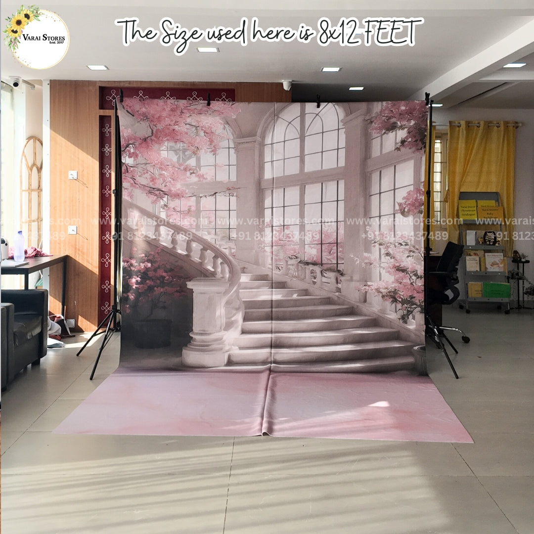 Blossom Grace Hall With Floor   - Printed Lifestyle  Backdrop - PREMIUM FABRIC