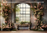 Floral Window - Printed Baby Backdrop - FABRIC (PRE ORDER)
