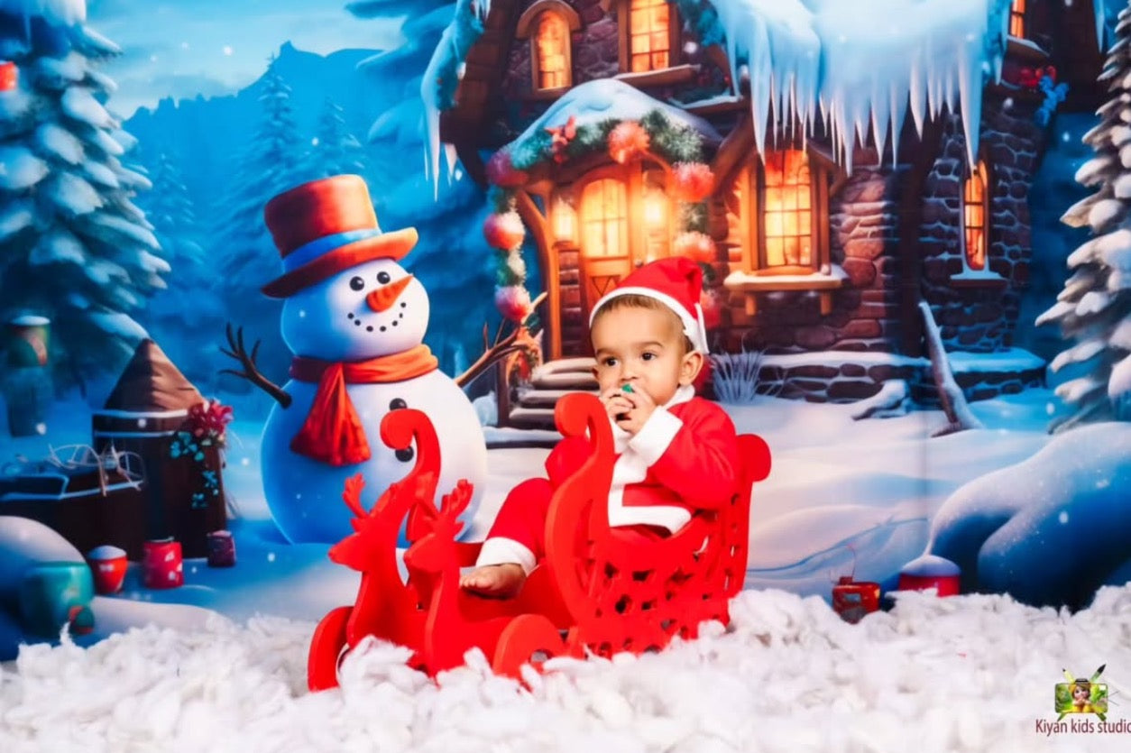 Snowman House -  Baby Printed Backdrops - PREMIUM FABRIC