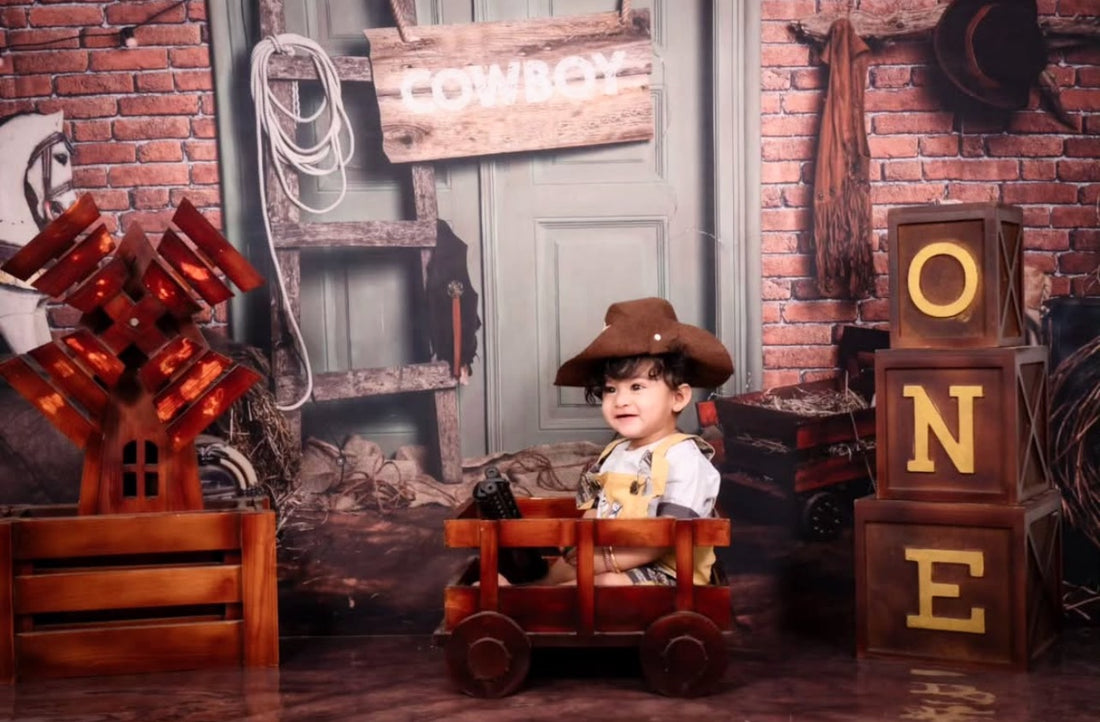 Cow Boy (Type 1) -  Baby Printed Backdrops - PREMIUM FABRIC