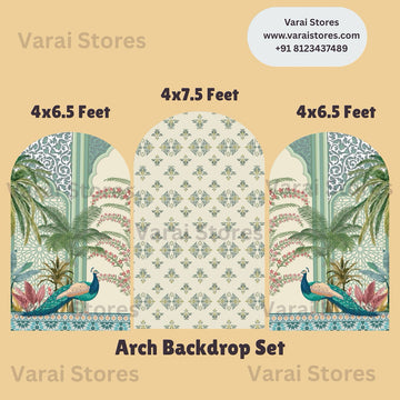 Peacock Motifs Arch Backdrop Set