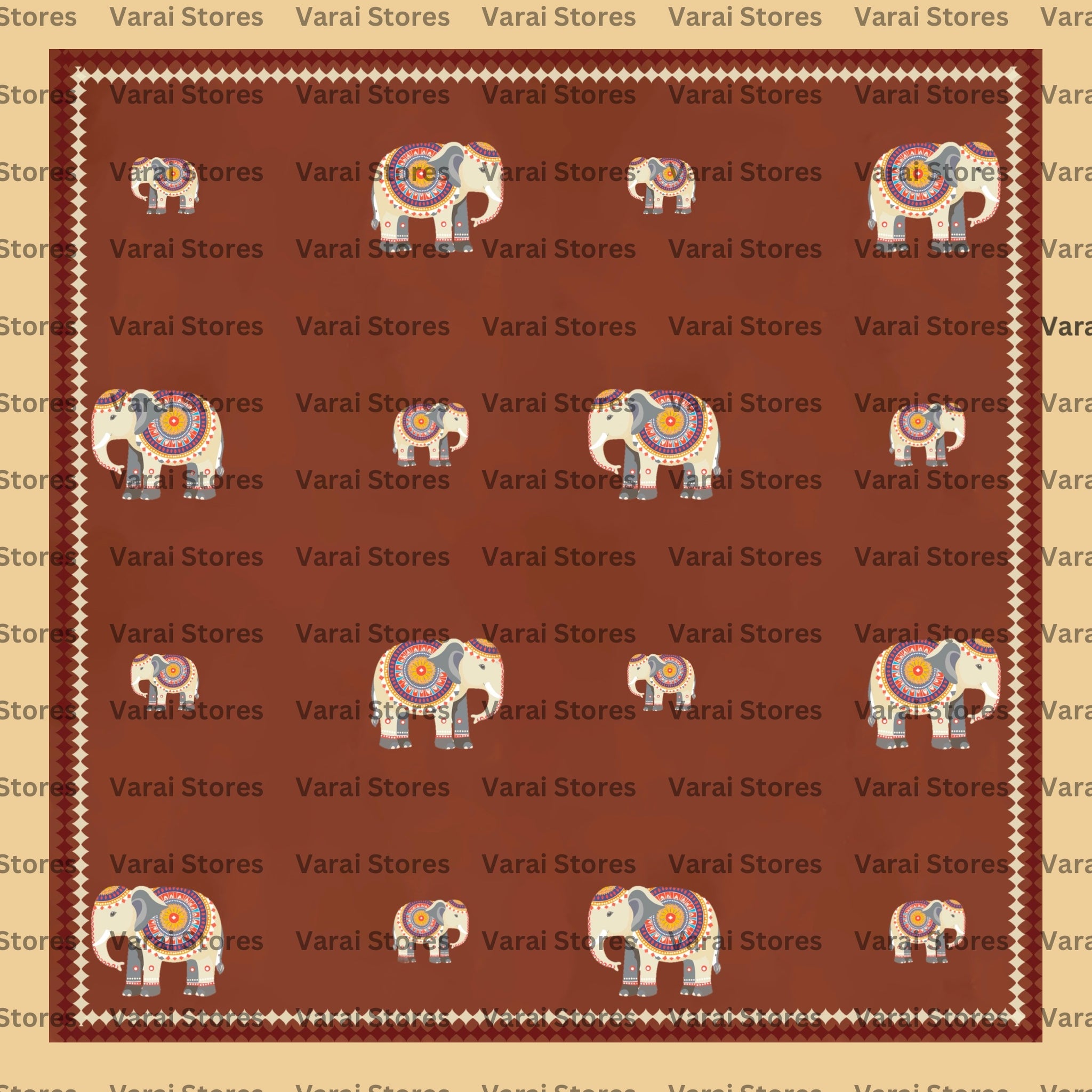 Elephant Pattern - Fabric With Pole Pocket