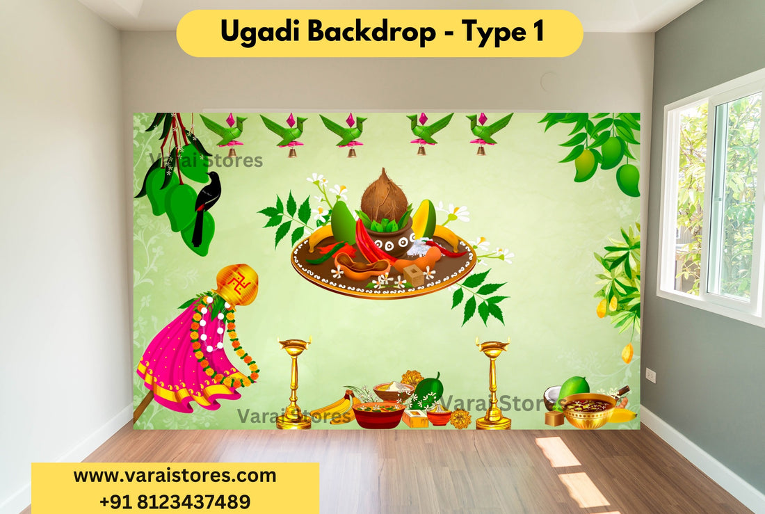Ugadi Backdrop Type -1   -  Printed Backdrop - FABRIC (5x8) Feet