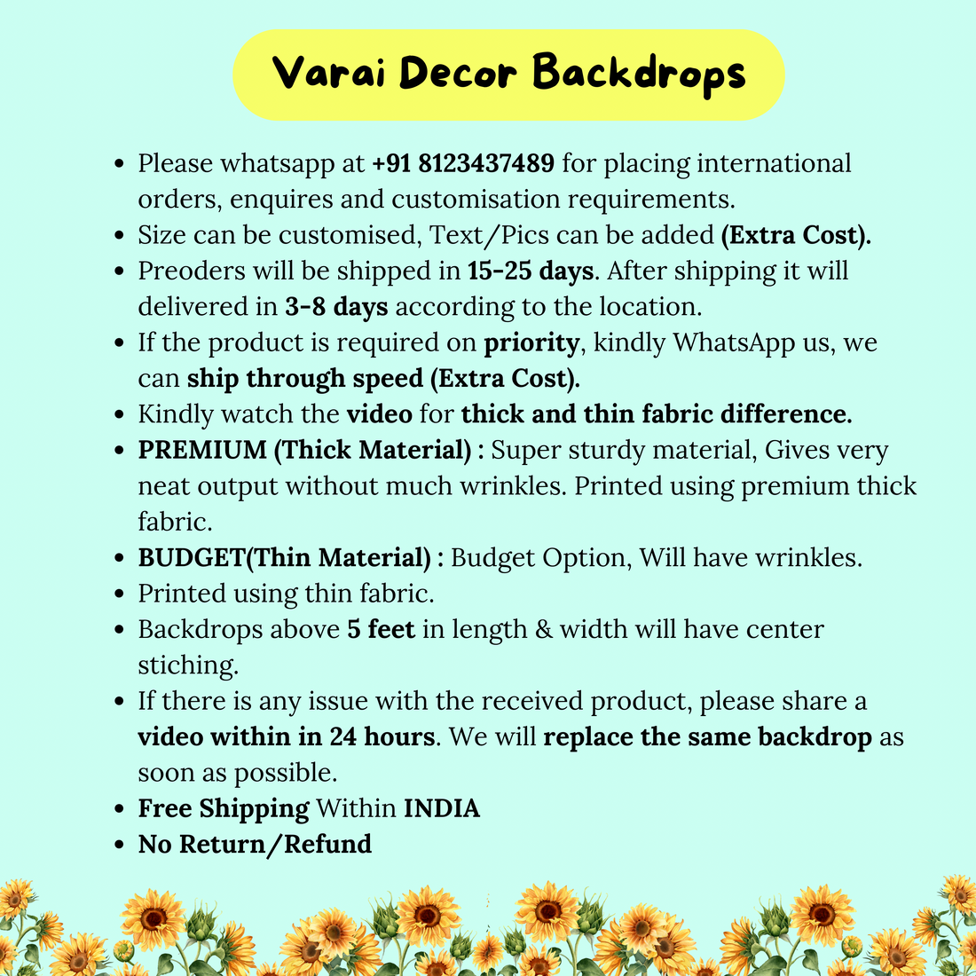 Floral Pattern  - Fabric Floordrop
